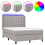 Cama box spring colchón y luces LED tela gris claro 140x200 cm de , Camas y somieres - Ref: Foro24-3138637, Precio: 522,88 €,...