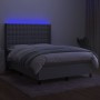 Box spring bed mattress and LED lights light gray fabric 140x200 cm by , Beds and slatted bases - Ref: Foro24-3138637, Price:...