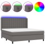 Cama box spring colchón y LED cuero sintético gris 160x200 cm de , Camas y somieres - Ref: Foro24-3139395, Precio: 580,73 €, ...