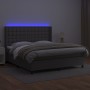 Box spring bed with mattress and LED gray synthetic leather 160x200 cm by , Beds and slatted bases - Ref: Foro24-3139395, Pri...