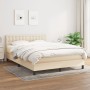 Cama box spring con colchón tela color crema 140x200 cm de , Camas y somieres - Ref: Foro24-3140382, Precio: 449,33 €, Descue...