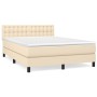 Cama box spring con colchón tela color crema 140x200 cm de , Camas y somieres - Ref: Foro24-3140382, Precio: 449,33 €, Descue...