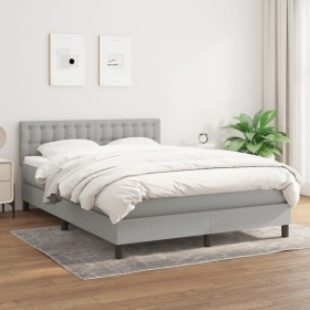 Box spring bed with light gray fabric mattress 140x200 cm by , Beds and slatted bases - Ref: Foro24-3140377, Price: 428,59 €,...