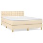 Box spring bed with cream fabric mattress 140x190 cm by , Beds and slatted bases - Ref: Foro24-3140934, Price: 448,55 €, Disc...