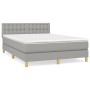 Box spring bed with light gray fabric mattress 140x190 cm by , Beds and slatted bases - Ref: Foro24-3140929, Price: 466,76 €,...