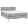 Box spring bed with light gray fabric mattress 140x190 cm by , Beds and slatted bases - Ref: Foro24-3140929, Price: 466,76 €,...