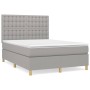 Box spring bed with light gray fabric mattress 140x190 cm by , Beds and slatted bases - Ref: Foro24-3142649, Price: 511,18 €,...