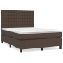 Cama box spring con colchón cuero sintético marrón 140x200cm de , Camas y somieres - Ref: Foro24-3142848, Precio: 485,99 €, D...