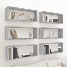 Cubic wall shelves 6 pcs gray Sonoma wood 60x15x23 cm by , Shelves and shelves - Ref: Foro24-815929, Price: 63,99 €, Discount: %