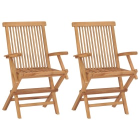 Folding garden chairs 2 units solid teak wood by vidaXL, Garden chairs - Ref: Foro24-41999, Price: 171,13 €, Discount: %