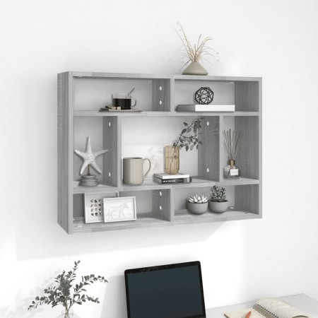 Sonoma gray engineered wood wall shelf 75x16x55cm by , Shelves and shelves - Ref: Foro24-815844, Price: 35,61 €, Discount: %