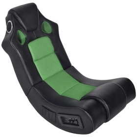 Mecedora con música de cuero sintético negro y verde de vidaXL, Sillones para videojuegos - Ref: Foro24-241962, Precio: 182,9...