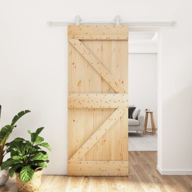 Puerta corredera con herrajes madera maciza de pino 85x210 cm de , Puertas - Ref: Foro24-3203083, Precio: 192,78 €, Descuento: %