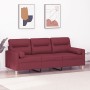 3-Sitzer-Sofa mit roten Stoffkissen 180 cm von , Sofas - Ref: Foro24-3200835, Preis: 319,38 €, Rabatt: %