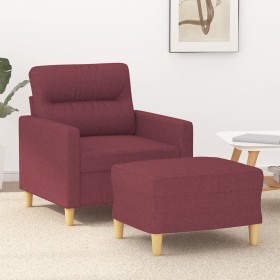 Red fabric armchair with stool 60 cm by , Sofas - Ref: Foro24-3201071, Price: 214,27 €, Discount: %