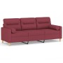 Sofá de 3 plazas con cojines tela rojo tinto 180 cm de , Sofás - Ref: Foro24-3200835, Precio: 319,38 €, Descuento: %