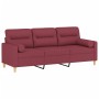 Sofá de 3 plazas con cojines tela rojo tinto 180 cm de , Sofás - Ref: Foro24-3200835, Precio: 319,38 €, Descuento: %