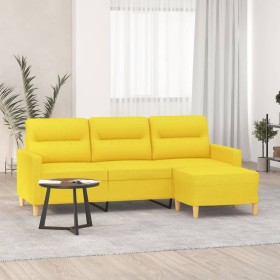 Sofá de 3 plazas con taburete de tela amarillo claro 180 cm de , Sofás - Ref: Foro24-3201078, Precio: 329,99 €, Descuento: %