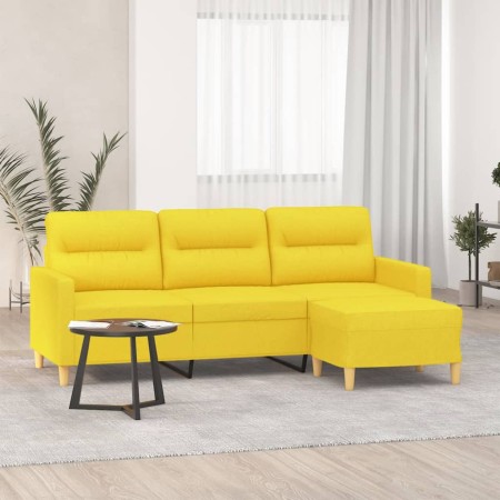 3-Sitzer-Sofa mit hellgelbem Stoffhocker 180 cm von , Sofas - Ref: Foro24-3201078, Preis: 316,56 €, Rabatt: %