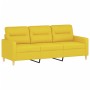 Sofá de 3 plazas con taburete de tela amarillo claro 180 cm de , Sofás - Ref: Foro24-3201078, Precio: 316,56 €, Descuento: %