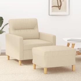 Armchair with stool cream fabric 60 cm by , Sofas - Ref: Foro24-3201067, Price: 214,78 €, Discount: %