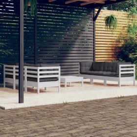 Garden furniture 7 pieces with anthracite pine wood cushions by , Garden sets - Ref: Foro24-3096119, Price: 613,85 €, Discoun...