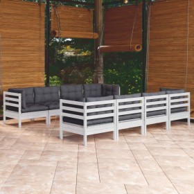 Garden furniture 9 pieces with solid pine wood cushions by , Garden sets - Ref: Foro24-3096167, Price: 810,52 €, Discount: %