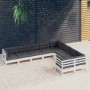 Gartenmöbel 9-teilig und Kissen aus weißem Kiefernholz von , Gartensets - Ref: Foro24-3096984, Preis: 821,34 €, Rabatt: %