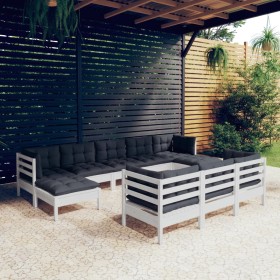 Garden furniture 10 pcs white cushions solid pine wood by , Garden sets - Ref: Foro24-3097140, Price: 820,50 €, Discount: %