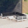 Garden furniture 9 pieces and white pine wood cushions by , Garden sets - Ref: Foro24-3096978, Price: 807,97 €, Discount: %