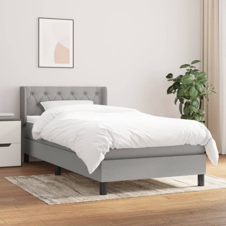 Cama box spring con colchón tela gris claro 80x200 cm de , Camas y somieres - Ref: Foro24-3129905, Precio: 294,07 €, Descuent...