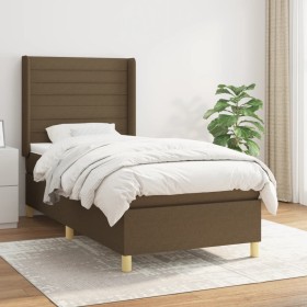 Cama box spring con colchón tela marrón oscuro 100x200 cm de , Camas y somieres - Ref: Foro24-3132052, Precio: 358,99 €, Desc...