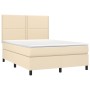 Boxspringbett-Matratze und LED-Leuchten, cremefarbener Stoff, 140 x 190 cm von , Betten und Lattenroste - Ref: Foro24-3134794...