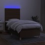 Box spring bed mattress LED lights dark brown fabric 100x200cm by , Beds and slatted bases - Ref: Foro24-3135496, Price: 392,...