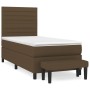 Cama box spring con colchón tela marrón oscuro 100x200 cm de , Camas y somieres - Ref: Foro24-3136656, Precio: 416,58 €, Desc...