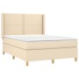 Boxspringbett-Matratze und LED-Leuchten, cremefarbener Stoff, 140 x 190 cm von , Betten und Lattenroste - Ref: Foro24-3138794...