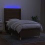 Cama box spring colchón luces LED tela marrón oscuro 100x200cm de , Camas y somieres - Ref: Foro24-3138936, Precio: 367,99 €,...