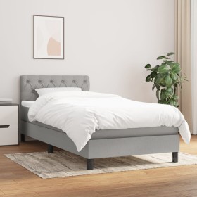 Box spring bed with light gray fabric mattress 80x200 cm by , Beds and slatted bases - Ref: Foro24-3140249, Price: 274,68 €, ...