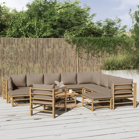 12-piece bamboo garden furniture set with taupe gray cushions by , Garden sets - Ref: Foro24-3155130, Price: 1,00 €, Discount: %