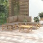 6-piece bamboo garden furniture set with taupe gray cushions by , Garden sets - Ref: Foro24-3155111, Price: 506,36 €, Discoun...