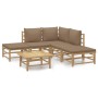 6-piece bamboo garden furniture set with taupe gray cushions by , Garden sets - Ref: Foro24-3155111, Price: 506,36 €, Discoun...