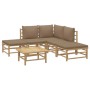 6-piece bamboo garden furniture set with taupe gray cushions by , Garden sets - Ref: Foro24-3155111, Price: 506,36 €, Discoun...