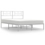 Metal bed frame with white headboard 140x190 cm by , Beds and slatted bases - Ref: Foro24-355316, Price: 96,57 €, Discount: %