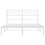 Metal bed frame with white headboard 140x190 cm by , Beds and slatted bases - Ref: Foro24-355316, Price: 96,57 €, Discount: %