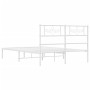 Metal bed frame with white headboard 140x190 cm by , Beds and slatted bases - Ref: Foro24-355316, Price: 96,57 €, Discount: %