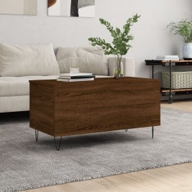 Brown oak plywood coffee table 90x44.5x45 cm by , Coffee table - Ref: Foro24-830979, Price: 67,07 €, Discount: %