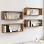 Cubic wall shelves 4 pcs smoked oak wood 60x15x23cm by , Shelves and shelves - Ref: Foro24-815925, Price: 46,50 €, Discount: %