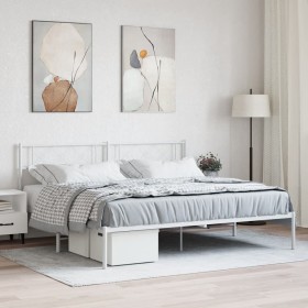 Metal bed frame with white headboard 183x213 cm by , Beds and slatted bases - Ref: Foro24-372331, Price: 101,99 €, Discount: %