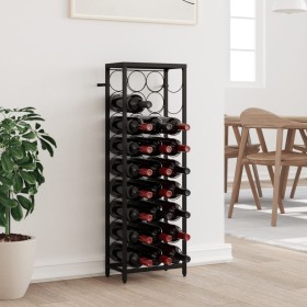 Wine rack for 27 bottles black wrought iron 34x18x100 cm by , Wine racks - Ref: Foro24-358365, Price: 74,58 €, Discount: %