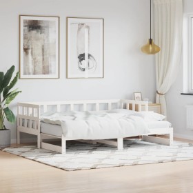 Trundle sofa bed solid white pine wood 80x200 cm by , Beds and slatted bases - Ref: Foro24-836208, Price: 185,31 €, Discount: %